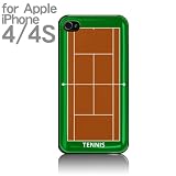iPhone 4S ケース【テニスコート柄・緑＆茶】iPhone 4でもOK!