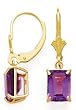 14K 8X6MM EMERALD CUT AMETHYST LEVERBACK EARRINGS