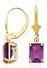 14K 8X6MM EMERALD CUT AMETHYST LEVERBACK EARRINGS