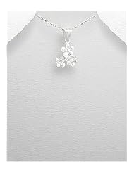 Flower Pendant Necklace In 92.5 Sterling Silver