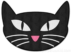 Retro Black Cat Throw Rug Bath Mat