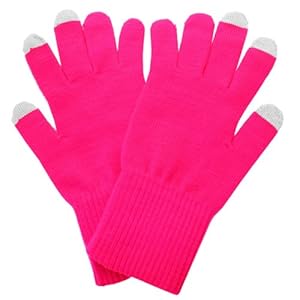 CostMad TM Capacitive Stylus LCD Touch Screen Smart Mobile Phone Winter Cold Texting Soft Warm Snug Magic Gripper Gloves - Universal Unisex Man Ladies Children Extra Large Size- for works on All Touch Screen Devices - Apple iPad iPhone Blackberry Samsung HTC LG Motorola Mobile Phones Tablets PDA GPS SatNav TomTom (Pink/Silver)