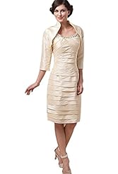 Taffeta Jeweled Evening Dress/Mother-of-the-Bride Dress/Prom Dress 