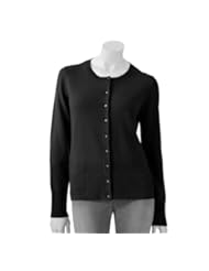 Apt 9 Womens 100% Cashmere Cardigan Sweater - Black Night - XL