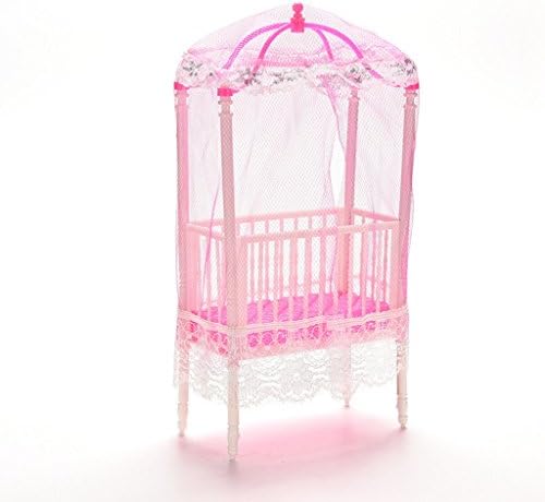 Hongshoes Sweet Crib with Mosquito Net Doll Accessories for Barbie Girls Gift