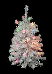 2' Shimmering White Iridescent Pre-Lit Artificial Christmas Tree - Multi Lights