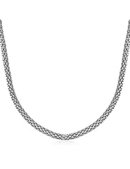 Sterling Silver Rhodium Plated Popcorn Style Necklace
