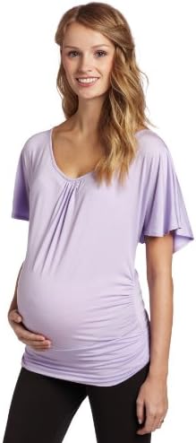 Fit2BMom Women's Maternity Maternity Leisure Flutter Blouse, Lilac, Small