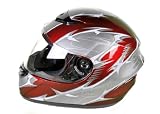 Typhoon Adult Full Face Helmet Silver Red (Large)