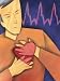 Man Clutching Chest with Heart and Ekg Sine Waves Education Photographic Poster Print, 24x32