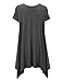 Made by Johnny MBJ WT1110 Womens Short Sleeve Side Panel Loose Fit Tunic Top XL Heather_Charcoal
