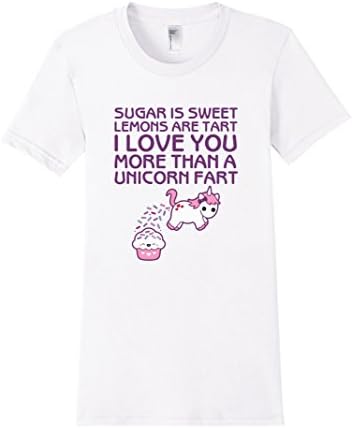 Women's I Love You More than a Unicorn Fart Rainbow Sprinkles Tee Small White
