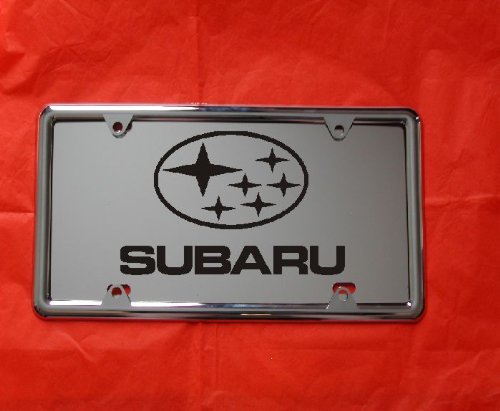 SUBARU LASER ENGRAVED MIRROR LICENSE PLATE FREE FRAME