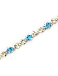 14kt Yellow Gold Oval Blue Topaz and Diamond Bracelet