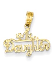 14K Yellow Gold #1 Daughter Charm Pendant 16mmx17mm