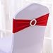Gold Fortune 50PCS Adjustable Wedding Chair Sashes with Buckle Slider - Stretch Spandex Elastic Bands for Reception, Bridal Shower Decor - Red Chair Bows (50 Count)