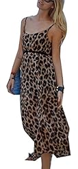 Sleeveless Full Length Leopard Print Chiffon  Dress