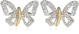 9ct Two Tone Gold AME107547 Ladies 0.06ct Butterfly Stud Earrings