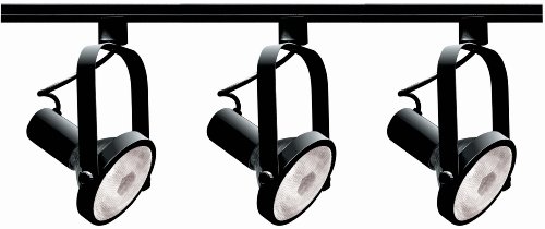 Nuvo Lighting TK317 3-Light PAR30 Short Neck Gimbal Ring Track Light Kit, Black