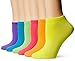 K. Bell Women's 6-Pack Assorted No-Show Solid Neon Socks