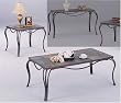 Slate Top Metal Base Coffee Table & 2 Occasional Side/End Tables Set By Coaster Furniture