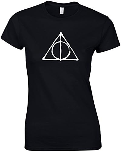 DEATHLY HALLOWS WOMENS SHIRT HARRY POTTER LADIES SHIRT (M, Black)