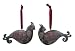 Set of 2 Partridge Ornaments Toleware Folk Art