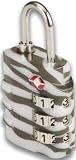 Belle Hop Accessories for Women Comfort & Security: Travel Sentry Indicator 3 Dial Combo Lock in Zebra