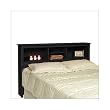 Queen Size Black Storage Bed with Bookcase Headboard