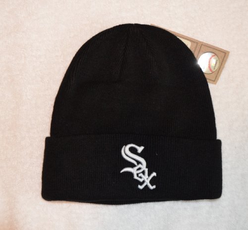 Chicago White Sox Black Beanie Hat - MLB Cuffed Winter Knit Cap