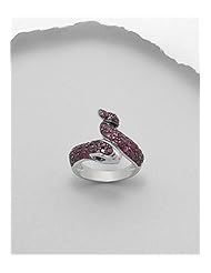 Snake Ruby Ring In 92.5 Sterling Silver