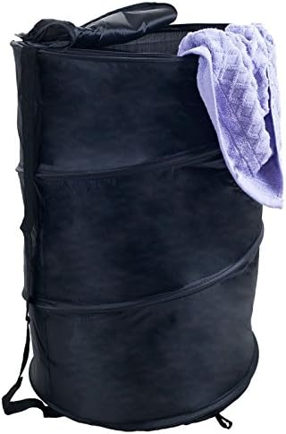 Laundry Bags Pop Up Laundry Hamper with Zipper and Carrying Straps Laundry Basket Bag Bin Hamper Mesh Storage laundry bag for delicates Black