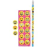 Emoji stationary sets - 1 dozen sets ~~ emoji pencils - emoji erasers - emoji stickers