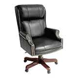 Traditional Leather Judges Chair Black Leather/Mahogany Frame