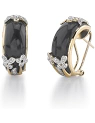 14k Yellow Gold 0.60 Ctw Onyx and Diamond Earring
