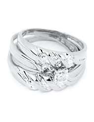 0.07CT DIAMOND ROUND CENTER TRIO SET