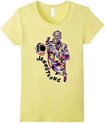 Women's Jazzstrong tee Louis Armstrong trumpet shirt Medium Lemon