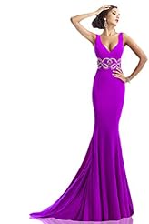 V-neck Mermaid Backless Beaded Evening Dress/Party Dress 