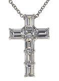 Platinum Emerald Cut Diamond Cross Pendant (4.04 cttw, E-F Color, VS1 Clarity), 16