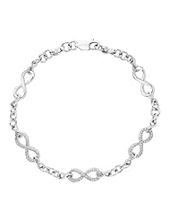 Diamond Infinity Link Bracelet in 10K White Gold or Sterling Silver (1/4 cttw)