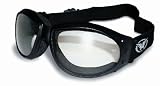 Red Baron Motorcycle / Aviator Goggles Black Padded Frame w/ Clear Lens