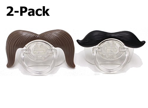 B.B. 2-Pack Mustache Baby Pacifier – Gentleman & Cowboy – Stylish Funny Fasion – Baby Safe BPA-Free