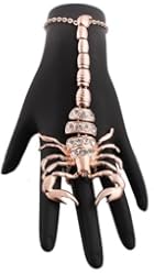 Rosegoldtone Scorpion Adjustable Finger Ring and Slave Hand Chain Bracelet One Size Fits All
