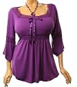 Passionate Purple Victorian Lace Peasant Blouse in Plus Size