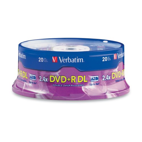 Verbatim 95310 8.5GB 6x Double Layer DVD+R DL Discs (20pk Spindle)