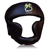 PU Full Face Head Guard Kick Boxing Headguard Protection Black