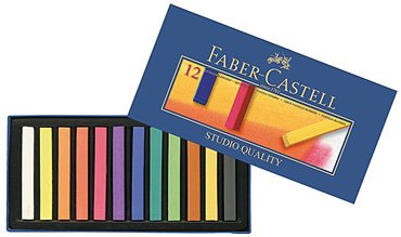Faber-Castell - Coffret cartonné 12 pastels sec carrés Goldfaber