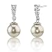 Cute Sophistication: Sterling Silver Bridal Style White Pearl CZ Diamond Drop Earrings