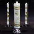 3-pc Wedding Candle Set with Brass Base - Silver Finish