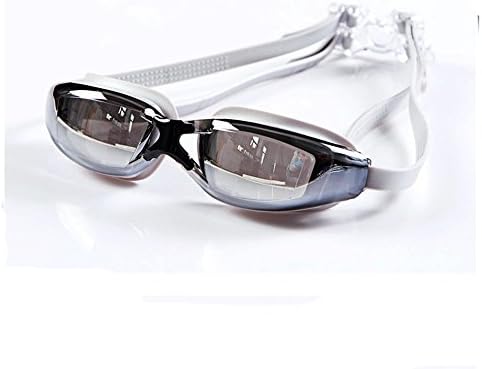 (-4.0）Optical Performance Goggle，fashion Prescription Optical Swimming Goggles Eyewear Glasses Myopia Anti-fog Silvery white Color of 400 Degrees